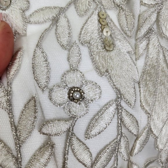 SUE WONG Nocturne White beaded embellished knee length dress womens size 4 - Picture 10 of 16